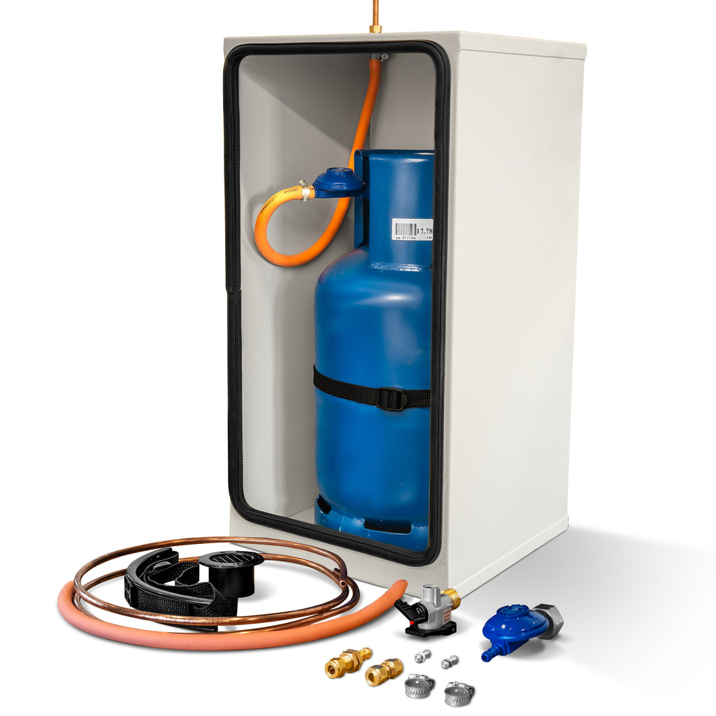 7KG GAS LOCKER KIT WITH SCREW-ON BUTANE ADAPTER (GREY)