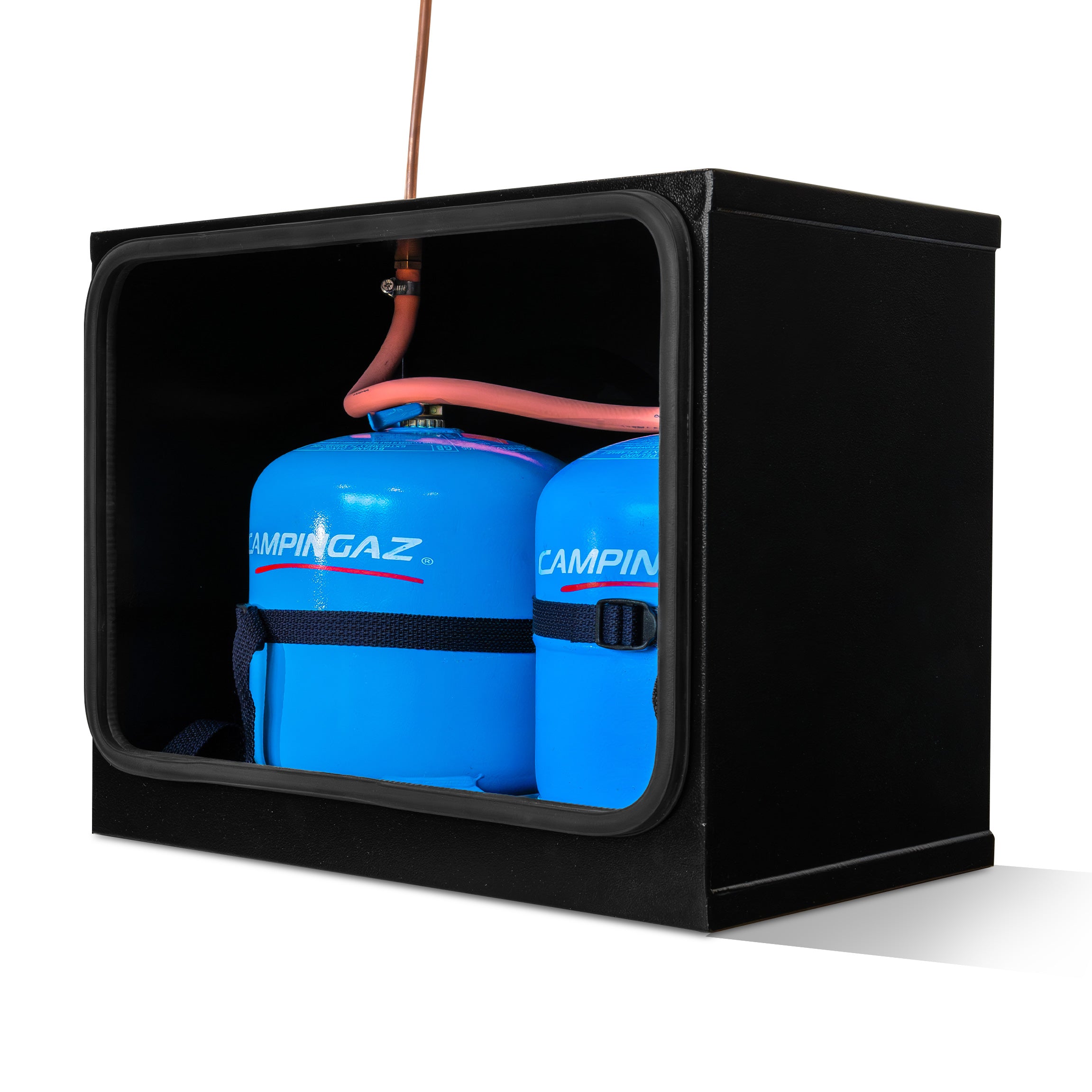 DOUBLE 904 907 CAMPING GAZ STEEL GAS LOCKER KIT WITH CAMPING GAS REGULATOR